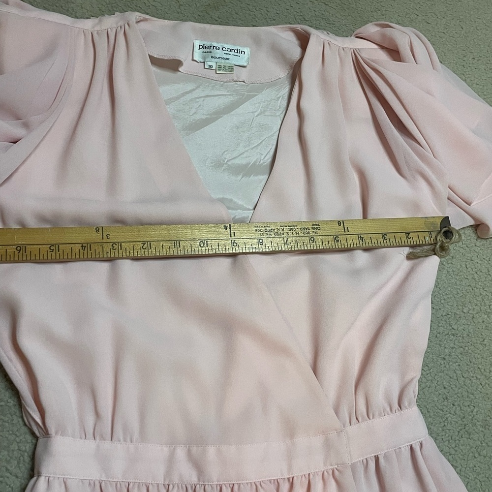 PIERRE CARDIN Paris New York BOUTIQUE SZ 10 Vintage Dress‎ Pink 6 8 VTG Ruffle - Picture 6 of 10